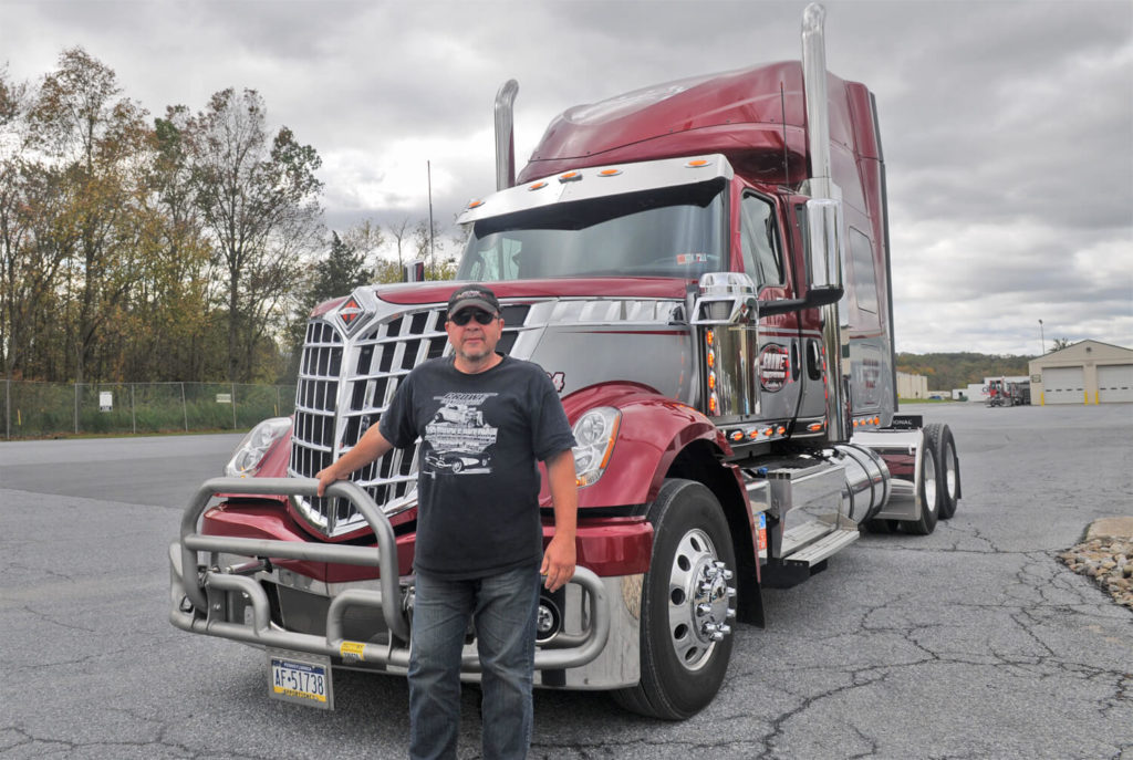 Trucker Steve Strine with his tractor trailer
